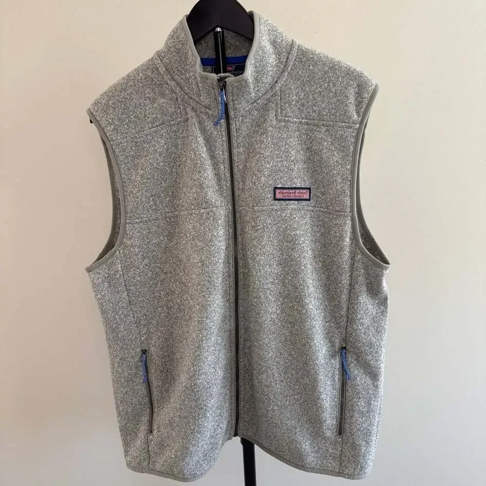 Vineyard Vines Harbor Fleece Vest in Grey Heather